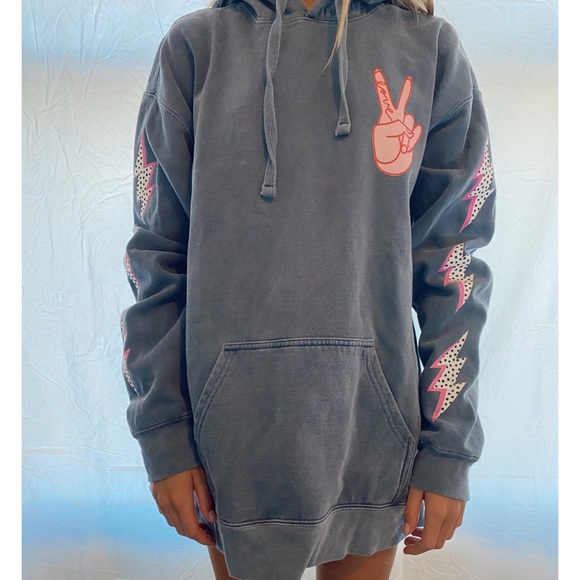 Preppy Lightning Bolt Printed Hoodie 